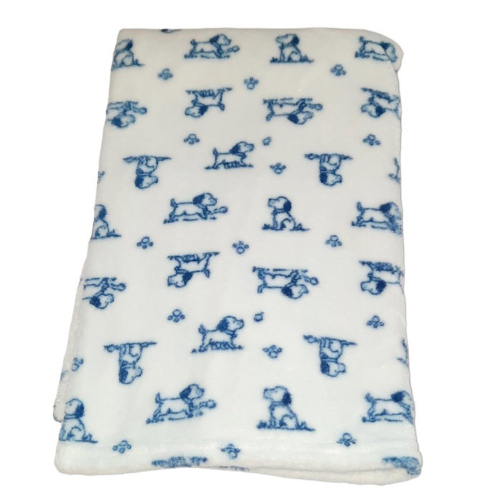 2020 Little Me Puppy Dog Blue White Soft Baby Blanket Lovey 30" X 39"